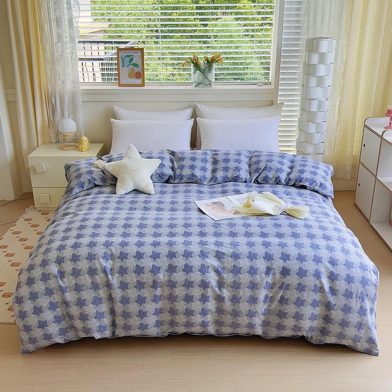 Minimalist Geometric Printing Duvet Cover All Cotton Quilt Cover Skin Friendly Breathable Queen Size Bedding for Kids Boys Girls