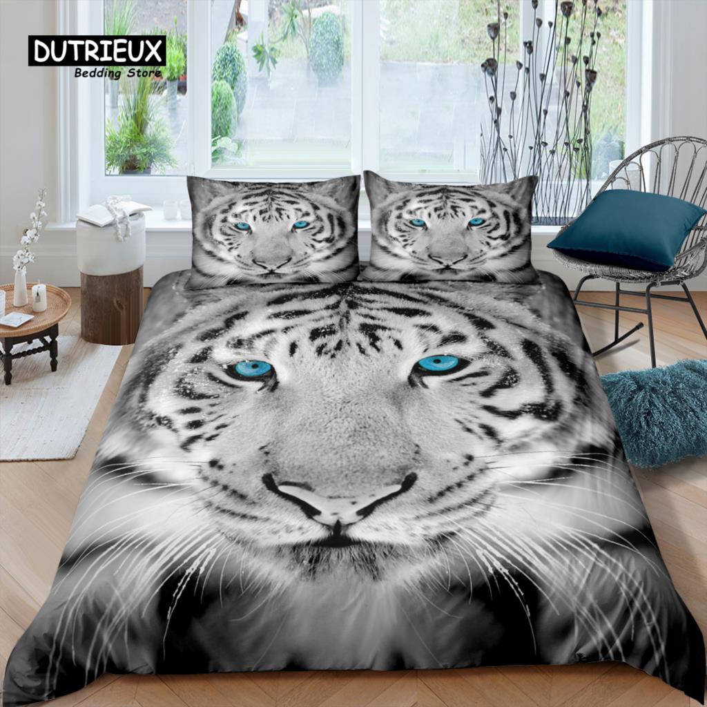 Home Living Luxury 3D Tiger Bedding Set Comfortable Duvet Cover Set Pillowcase Kids Bedding Set Queen and King EU/US/AU/UK Size