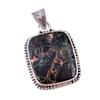 Natural Black Copper Turquoise 925 Solid Sterling Silver Gift Pendant 1.50" L0s37