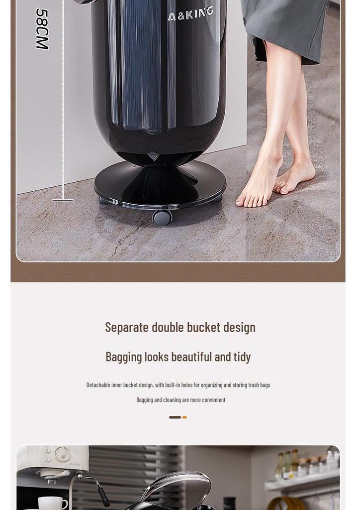 2026 Flip-Top Double Bin Trash Can with Wheels, Lid, for Home, Living Room, Bedroom & Bathroom.
