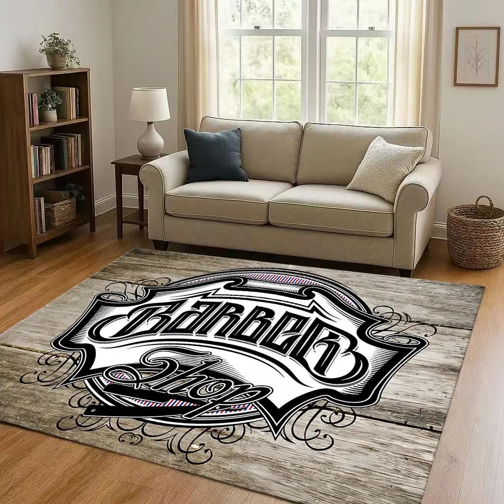 2026 New Retro Barber Shop Symbol Sign Living Room Non Slip Area Rug Carpet for Bedroom Playroom Sofa,Home Decor Doormat Gift