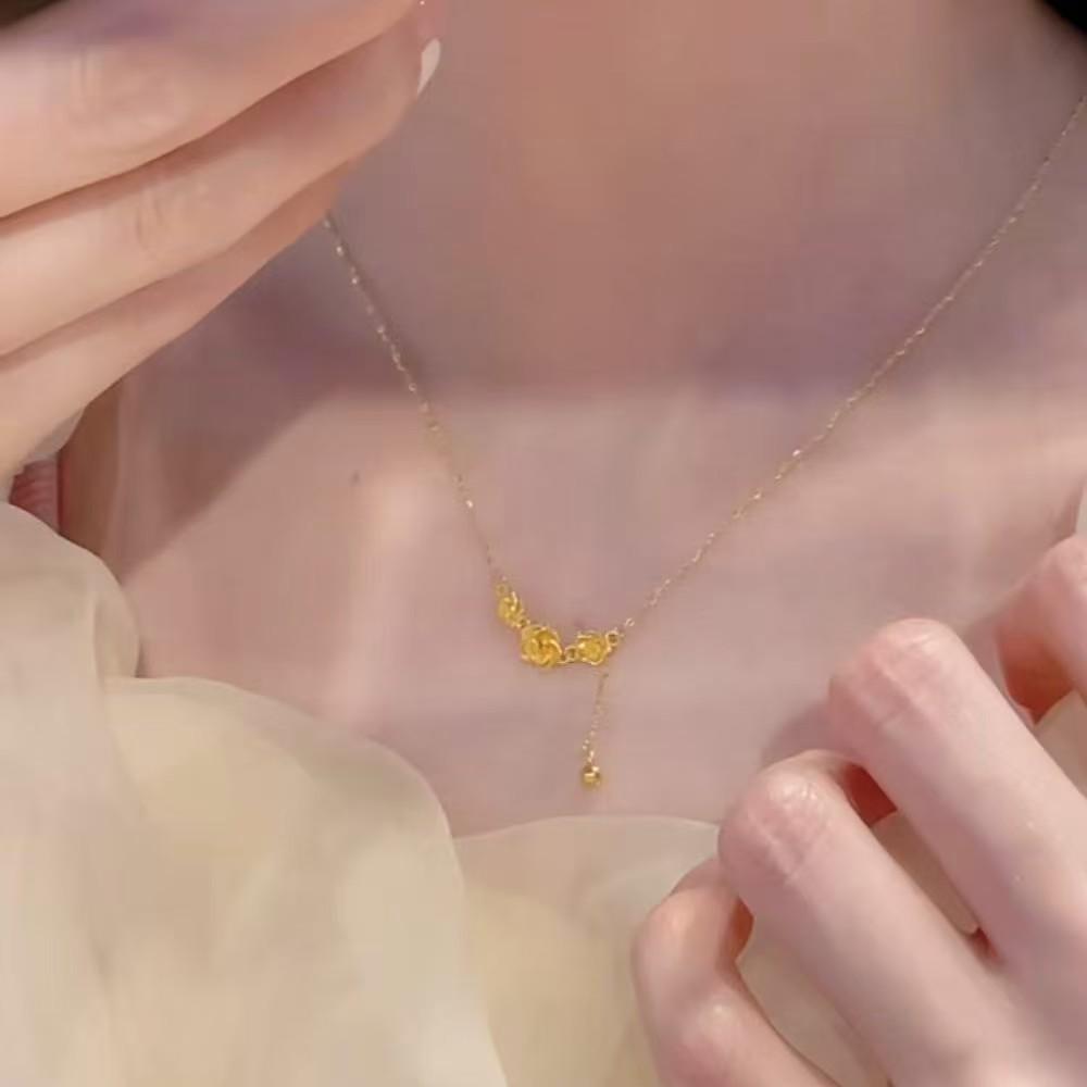 Elegant Rose Gold Tassel Necklace - Luxe Clavicle Chain Choker for Women