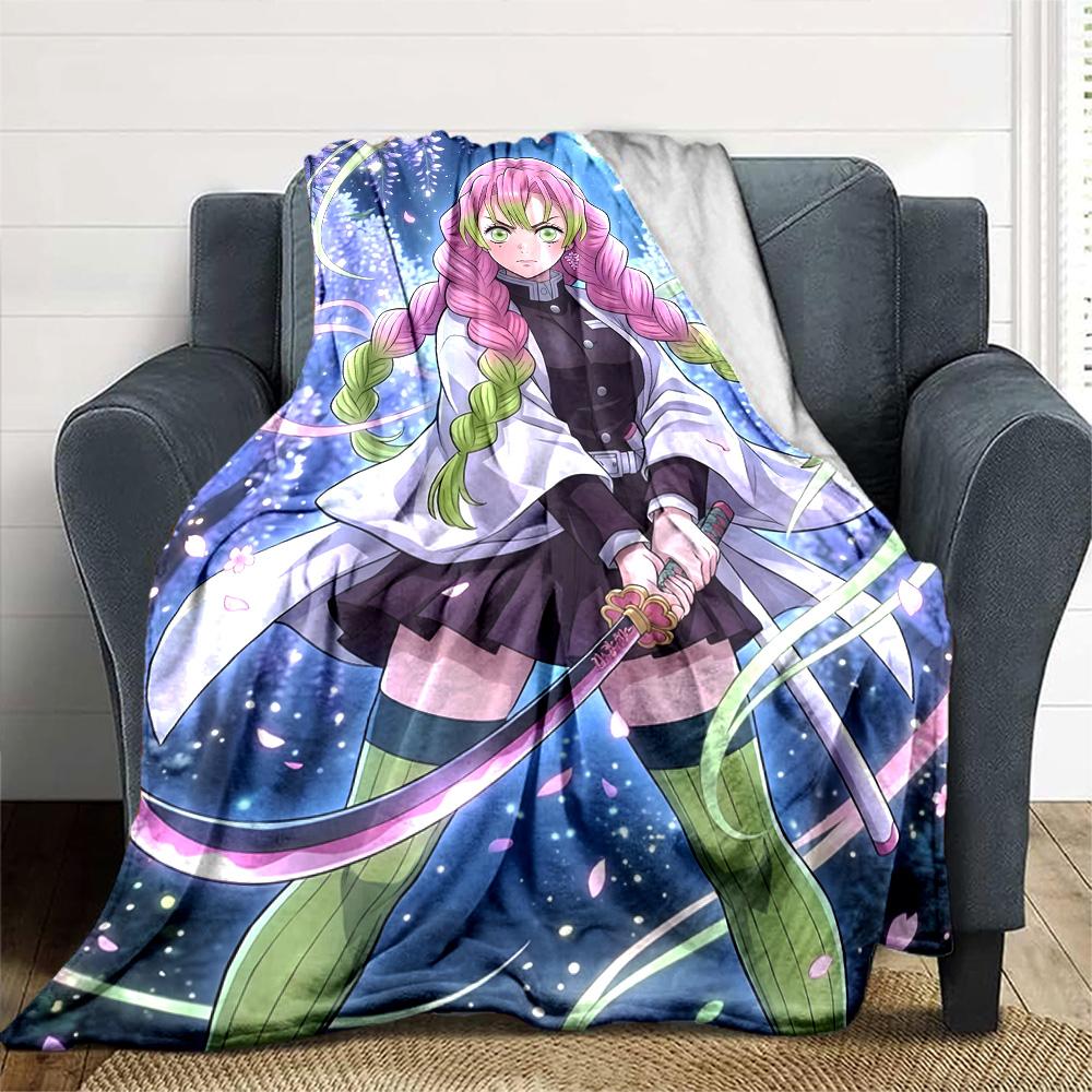 1pc Mitsuri Kanroji Blanket, Gift, for Men and Women, Soft Blanket, Good for Sofa Bed Couch Travel, Lightweight Flannel Blanket
