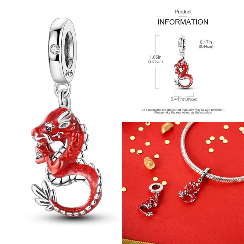 Copper Getting Rich Blessing Pendant Chinese Elements Charms Beaded Fit Original Bracelet Jewelry Women Diy