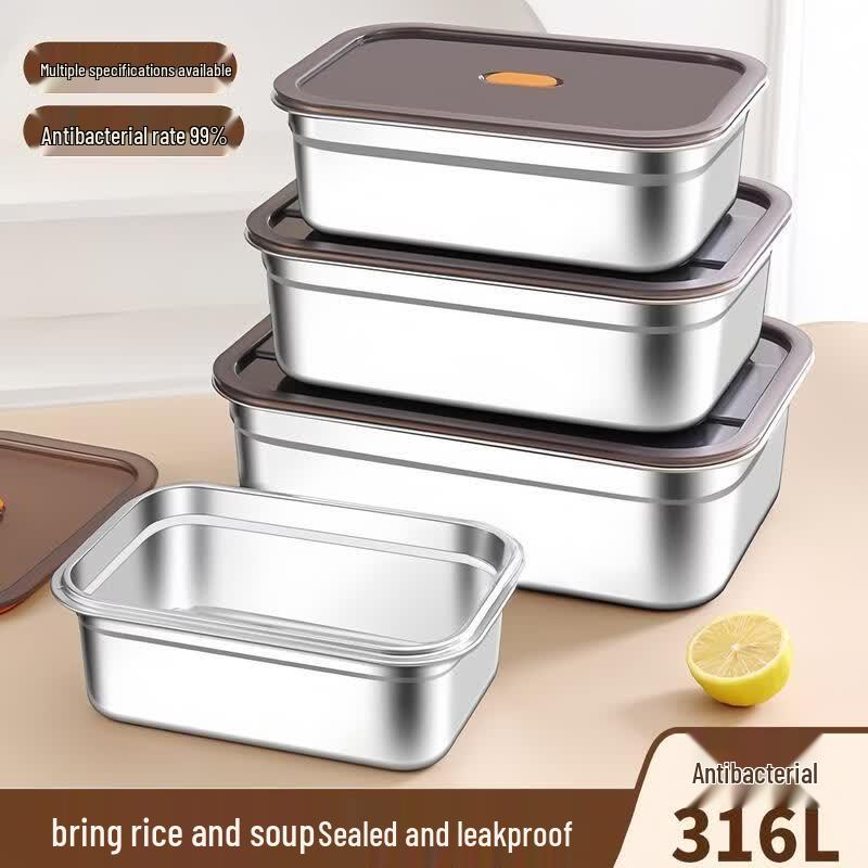ZISIZ 316 Stainless Steel Food Storage Container for Refrigerator & Freezer