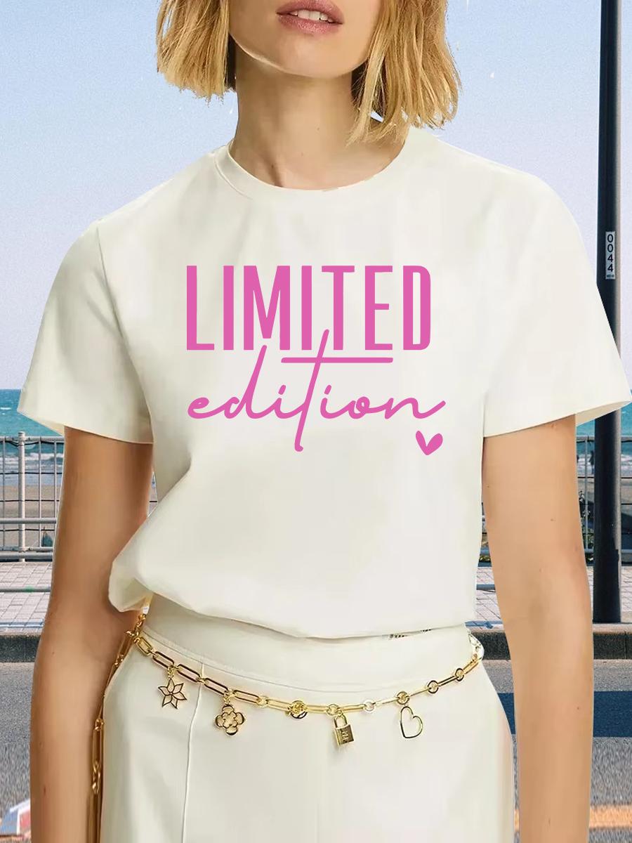 

Stylish Limited Edition Crew Neck T-Shirt for Women - Soft Polyester & Spandex Blend Medium Stretch Short Sleeve All Season S