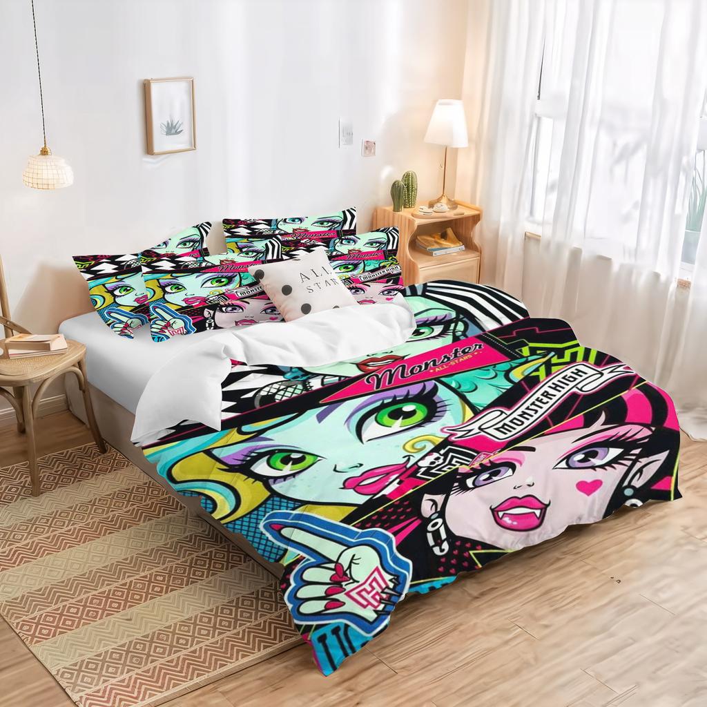Cartoon Bettbezug Monster Girls Cartoon Für Mädchen Hautfreundlich Atmungsaktiv Bettdecke Wärme Kinderzimmer Bettwäsche