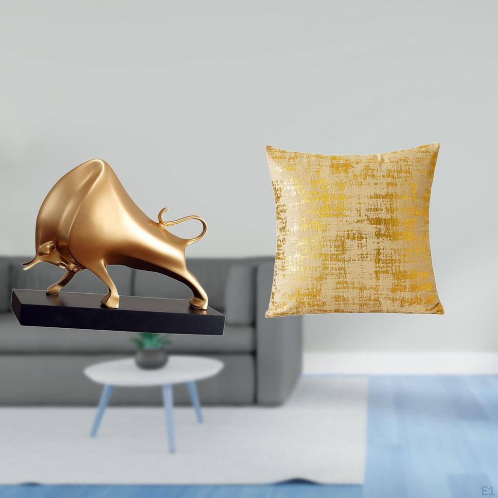 Bull Sculpture Home Decor Tabletop Decoration Crafts Ox Abstract Statue Cattle Figurine Pillow Cover