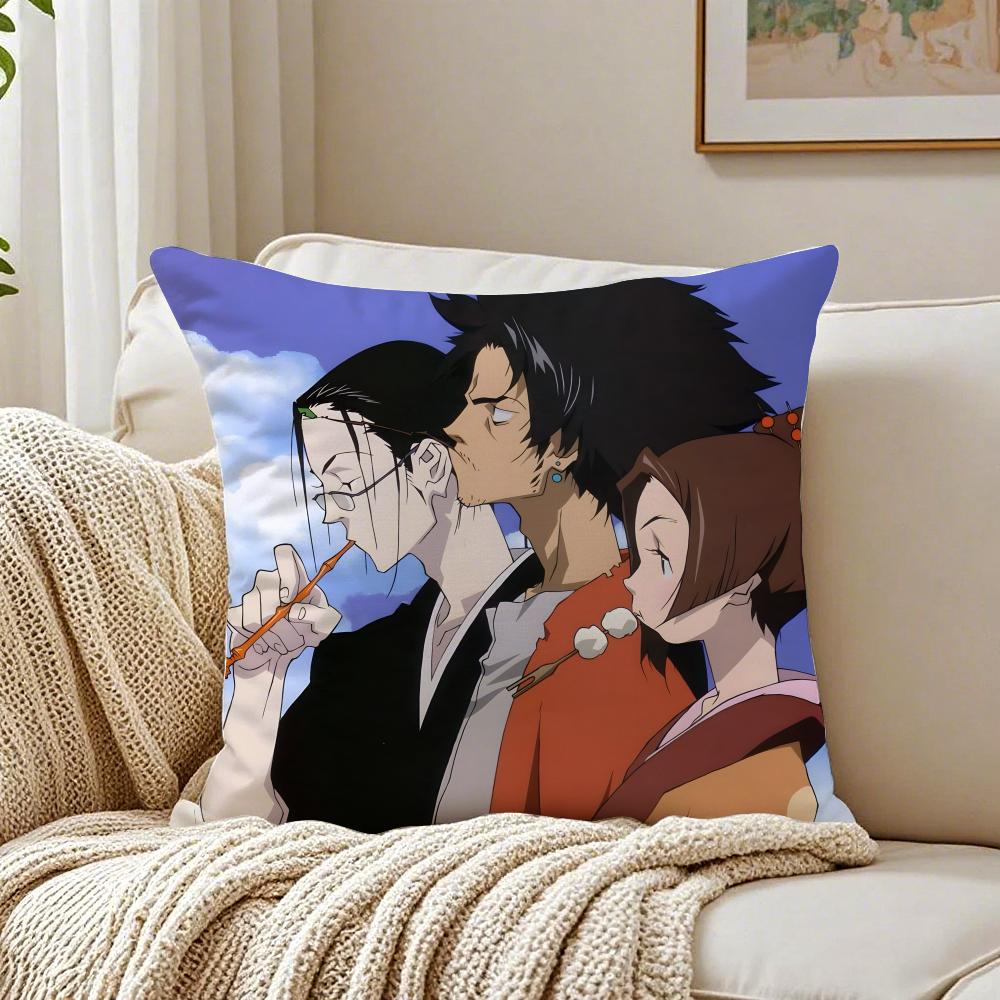 Samurai Anime SSamurai Champloo Cushion Cover Linen Pillowcase Soft for Sofa Bed Home Room Decor