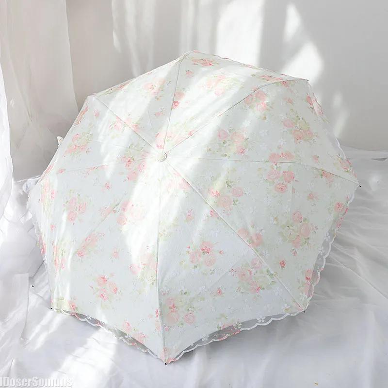 

Автоматический кружевной зонт с вышивкой Paraguas Uv Umbrella Rain and Sun Automatic для женщин Подарочный двойной