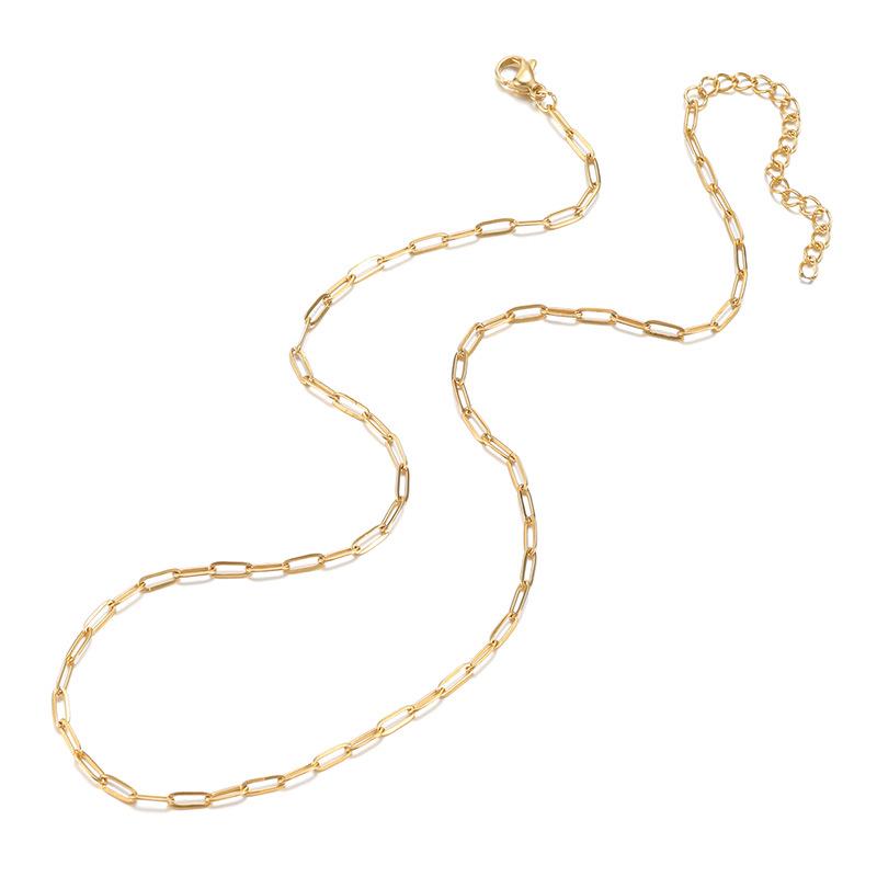 Pozłacany 18-karatowym złotem unisex naszyjnik ze stali nierdzewnej z płaskim łańcuszkiem typu O o szerokości 3,5 mm