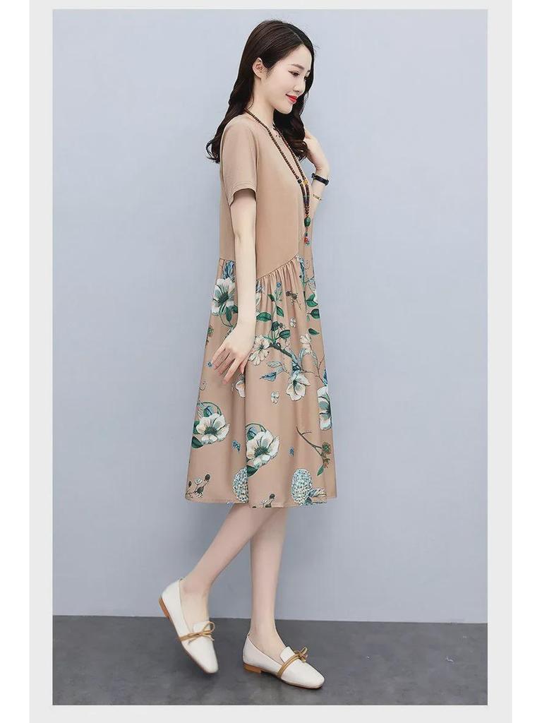 Sommer 2022 Retro Print Lockeres A-Linien-Kleid für Damen: Schmeichelhaft, lässig und leicht