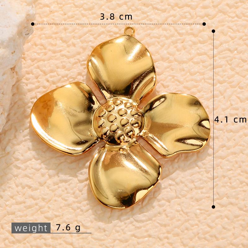 18K Gold Stainless Steel Flower Pendant Necklace & Earrings Set