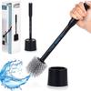 Silicone toilet brush with stand and liquid dispenser, black, 40 cm
