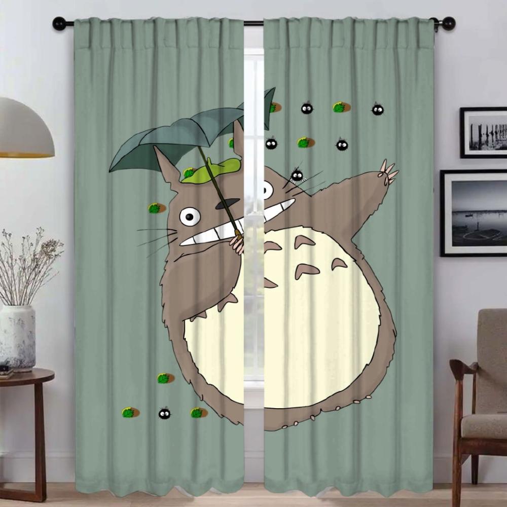 Zasłony do wnętrza domu dla Camera TotoroS Eleganckie zasłony do pokoju 2 sztuki Tiul do sypialni Rolety Zasłona zaciemniająca Przepierzenie
