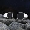 Simple Fashion Stainless Steel with Black Agate Stone Rings for Men Women High Quality Wedding Jewelry Gifts Dropshipping