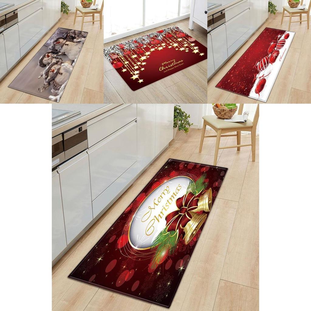 Festive Santa Door Floor Mat In Bright Colors For Holiday Kitchen Bedroom Decor