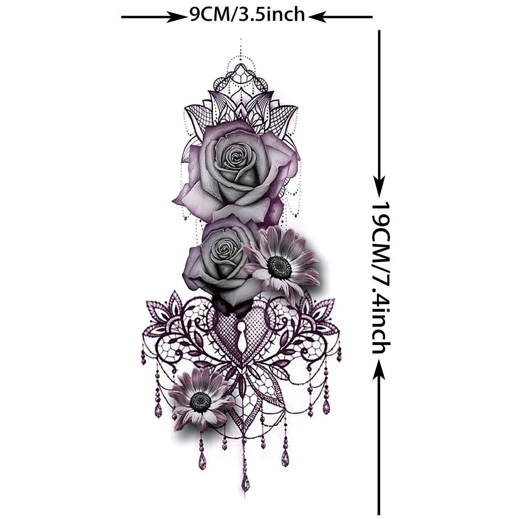 1 Sheet Watercolor Beauty Flower Temporary Tattoos For Women Girls Peony Butterfly Dahlia Floral Tattoo Sticker Disposable Decor