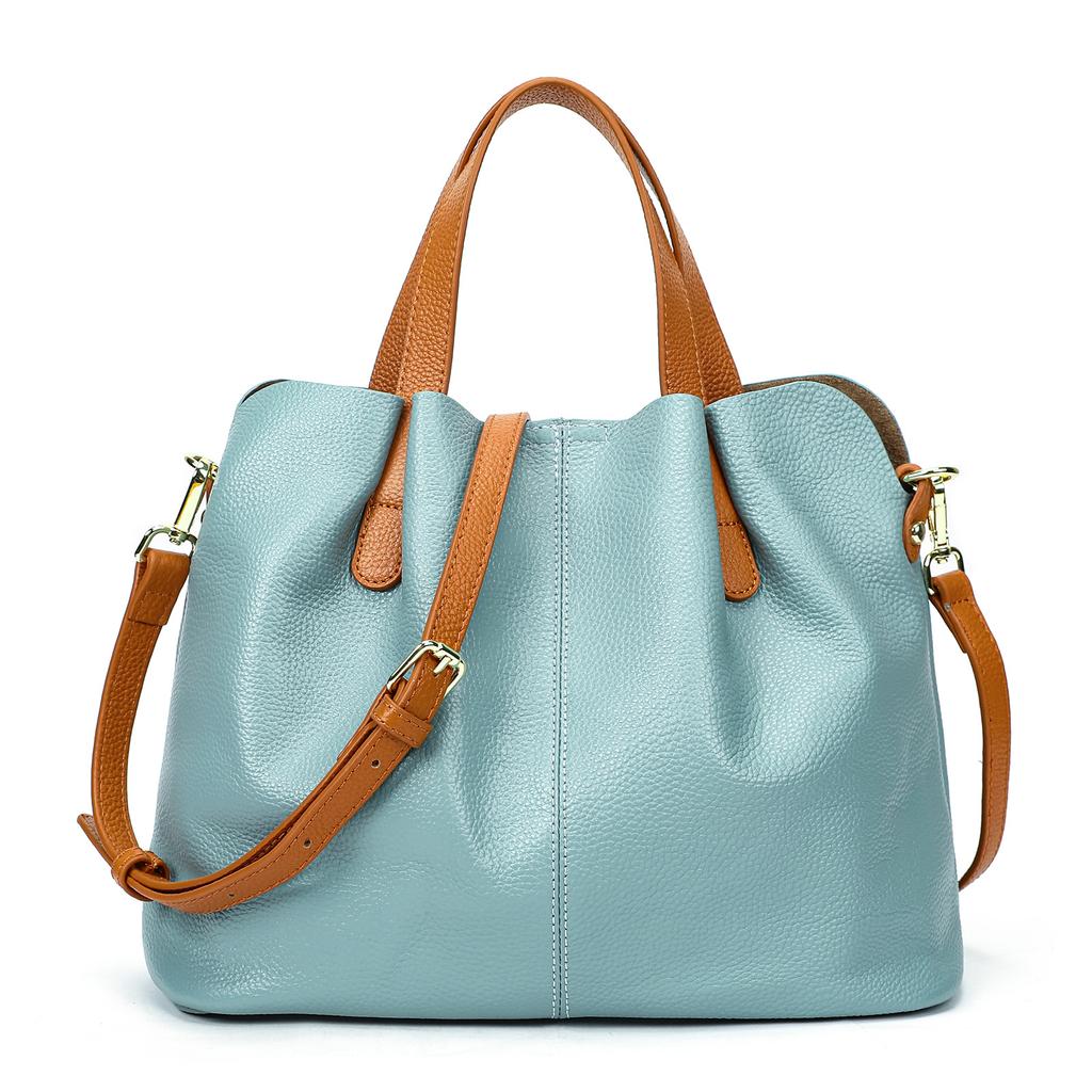 Borsa a tracolla in pelle bovina pieno fiore, Minimalista e versatile, Borsa tote in vera pelle da donna, Ampia borsa a spalla singola da pendolare