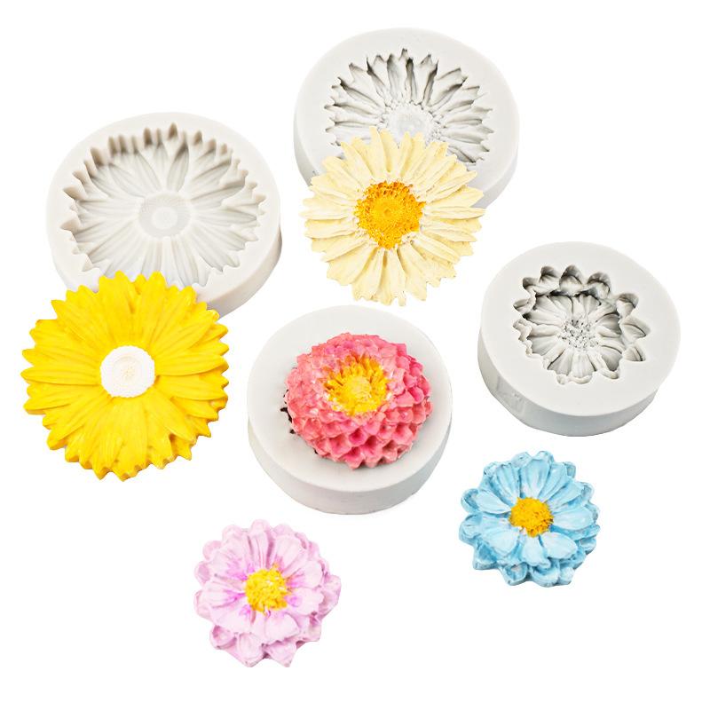 Moule de Cuisson en Silicone Moulage de Bijoux DIY Forme de Fleur 3D Marguerite Fabrication de Savon Artisanat Moule à Bougie Décoration Intérieure