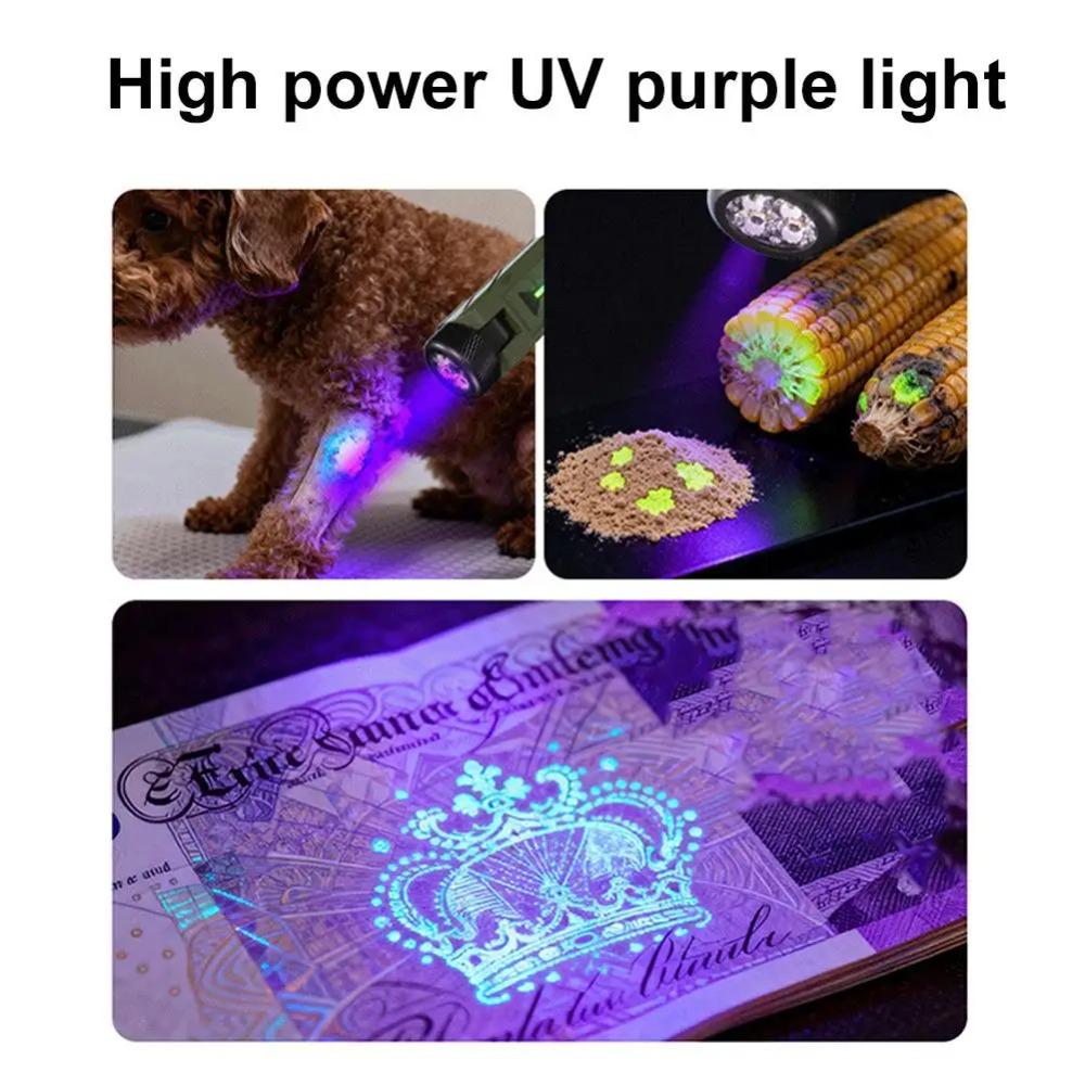 EDC Clip Flashlight Magnetic 90° Adjustable Lamp Head Gesture Sensing Work Light With UV Light Rechargeable Mini Pocket Lamp