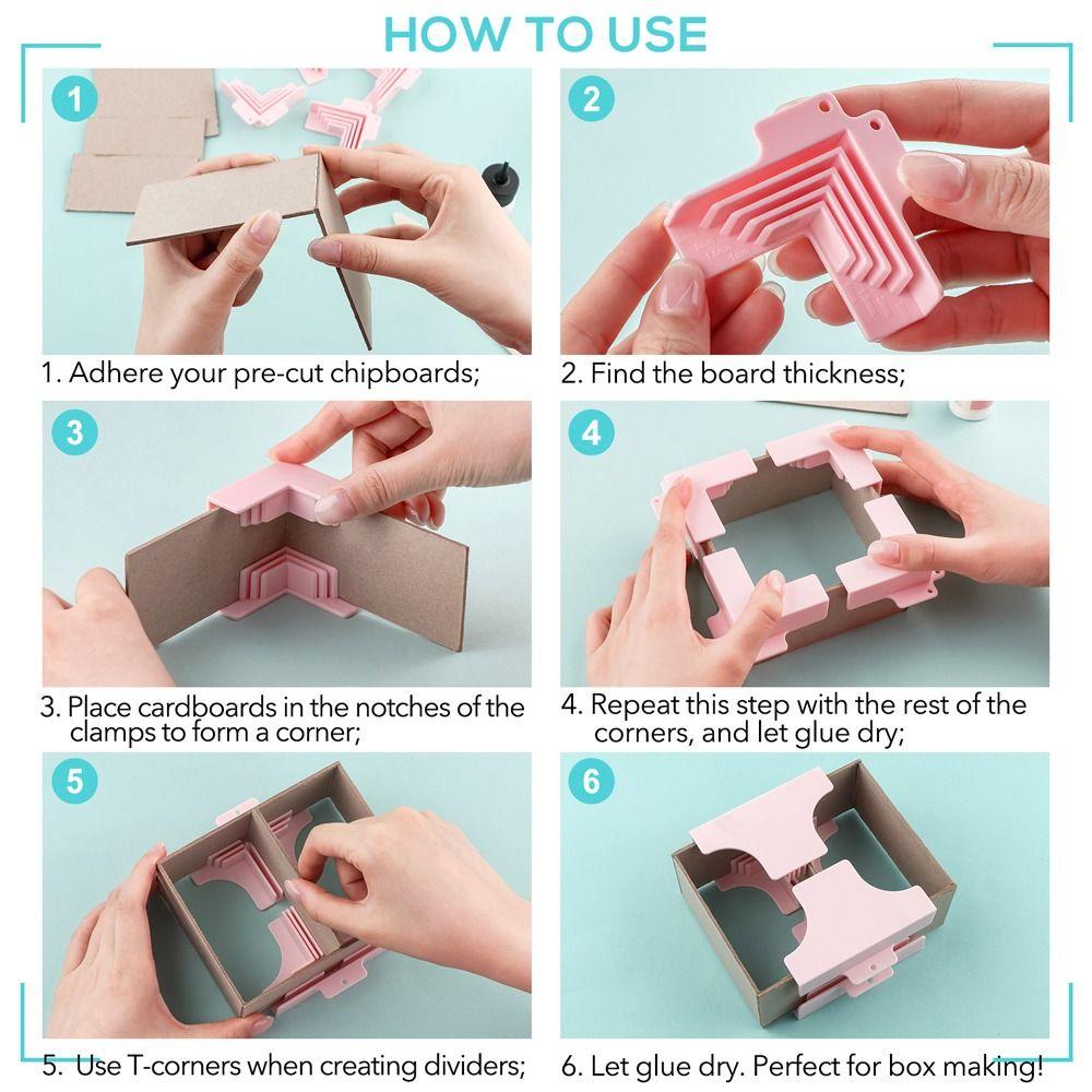 4/6Pcs Corner Holding Design Corner Assembly Clamps Paper Scrapbooking Tool Guides For Chipboard Cartonnage Corner Tool
