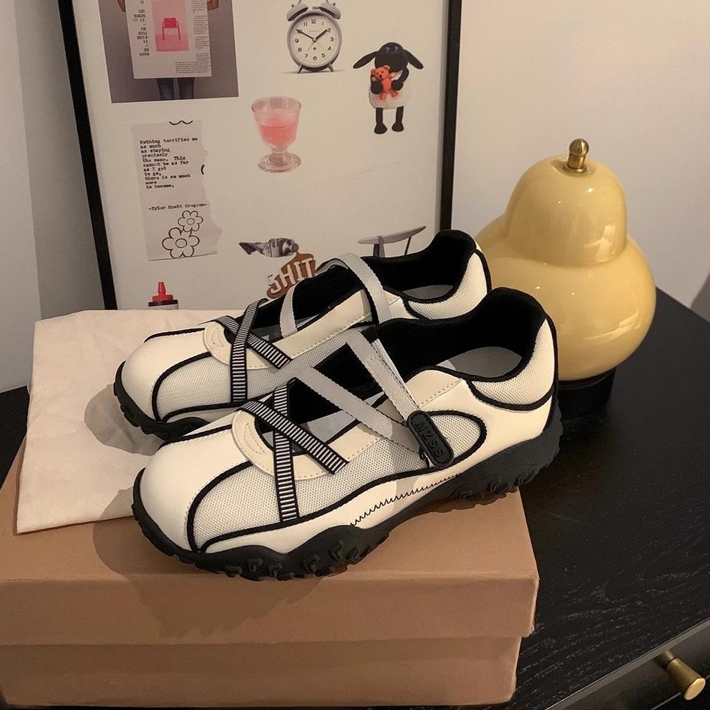 Sports Style Platform Mary Jane Shoes Women's Summer 2025 New Leather Retro Single Shoes Casual Ballet Sandals