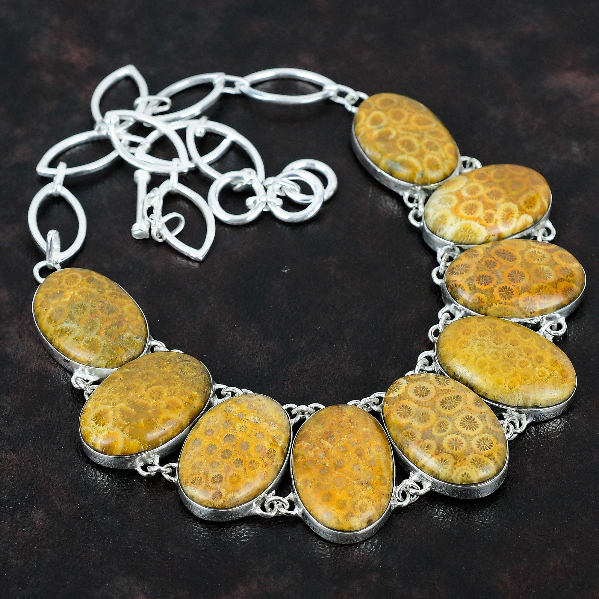 

Ожерелье из ископаемого коралла, ожерелье из стерлингового серебра 925 пробы, регулируемая цепочка, ожерелье, ювелирные изделия из ископаемого коралла, драгоценных камней, ожерелье ручной работы, подарки для мамы Adjustable