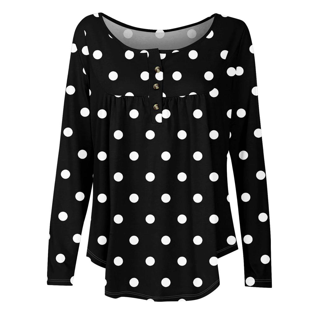 Γυναικεία Μπλούζα Τούνικ Μακρυμάνικη Φαρδιά Μπλούζα Καθημερινή Oversized Μπλούζα Πλισέ Τούνικ Κουμπωτή Καθημερινή Γυναικεία Μπλούζα με Μοτίβο