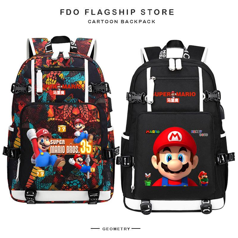 Zaino con Licenza Anime di Mario per Bambini Adolescenti Ragazzi Ragazze, Leggero Ergonomico Zaino Scolastico Grande Capacità, Design Anti-Scoliosi