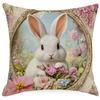New Easter Pillowcase Cute Rabbit Easter Egg Flowers Pillowcase Sofa Pillowcase