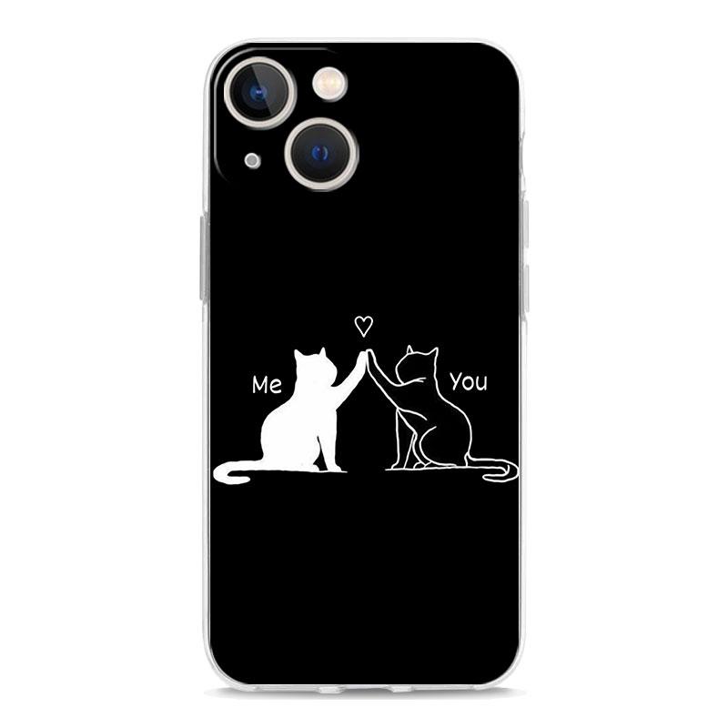Phone Case For iPhone 17 Cases iPhone Air 16 15 12 13 14 Pro Max 7 8 Plus 16Pro iPhone11 Soft Cover Cat Line Black Cats