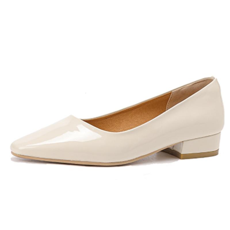 

Элегантные женские туфли-лоферы на низком каблуке для офиса 2025 весна лакированные белые нюдовые на низком каблуке для вечеринки свадьбы женские удобные 39 светло-бежевый