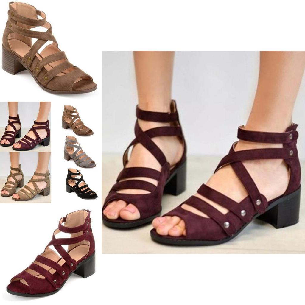 Luxurious Womens Ladies Low Heel Wedge Summer Rivet Sandals For Casual Holidays