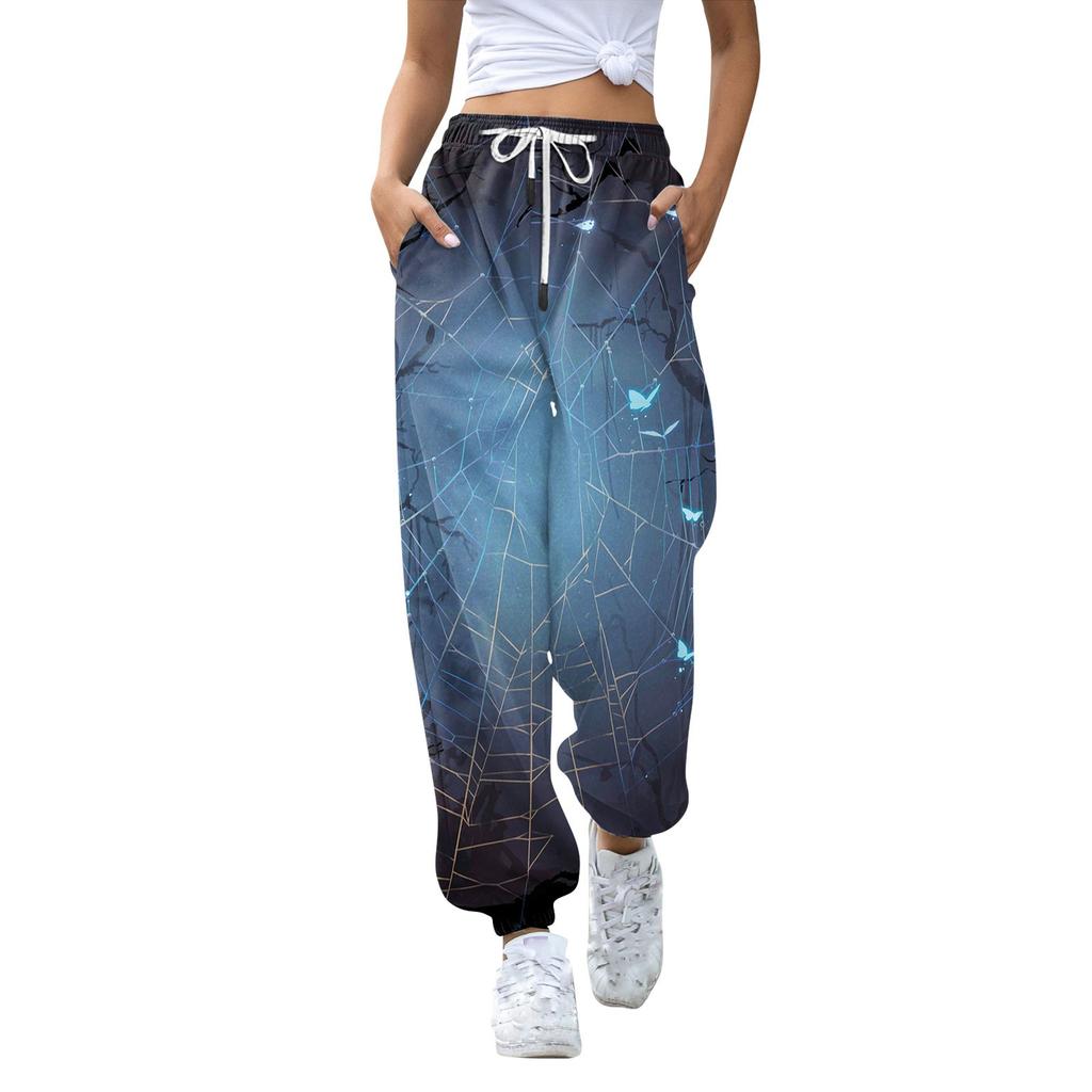 Women's Casual Fashion Halloween Printed Leisure Pants Sweatpants Trousers Drawstring Elastic Waist Drawstring Drawstring Pants