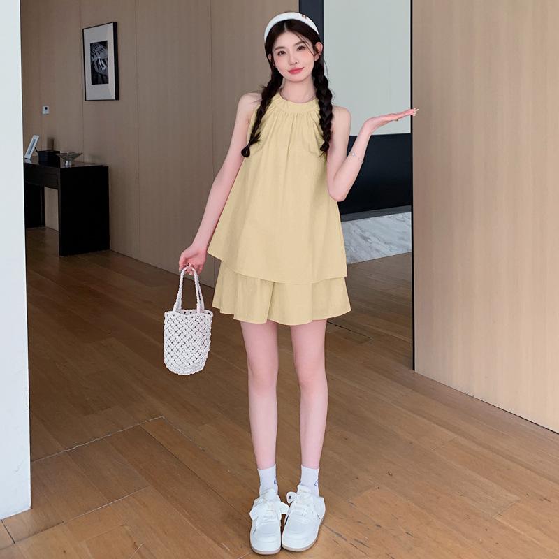 

Французский милый комплект для беременных: топ-бэбидолл без рукавов и шорты - Лето 2024 2XL светло-желтого