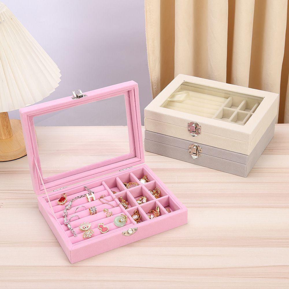 Premium Jewelry Storage Box with Transparent Lid for Earrings, Rings, Necklaces, and Pearls
