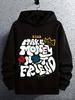 "King Make Money No Friend" Felpa con Cappuccio Grafica - Nera con Stampa Audace Bianca e Gialla