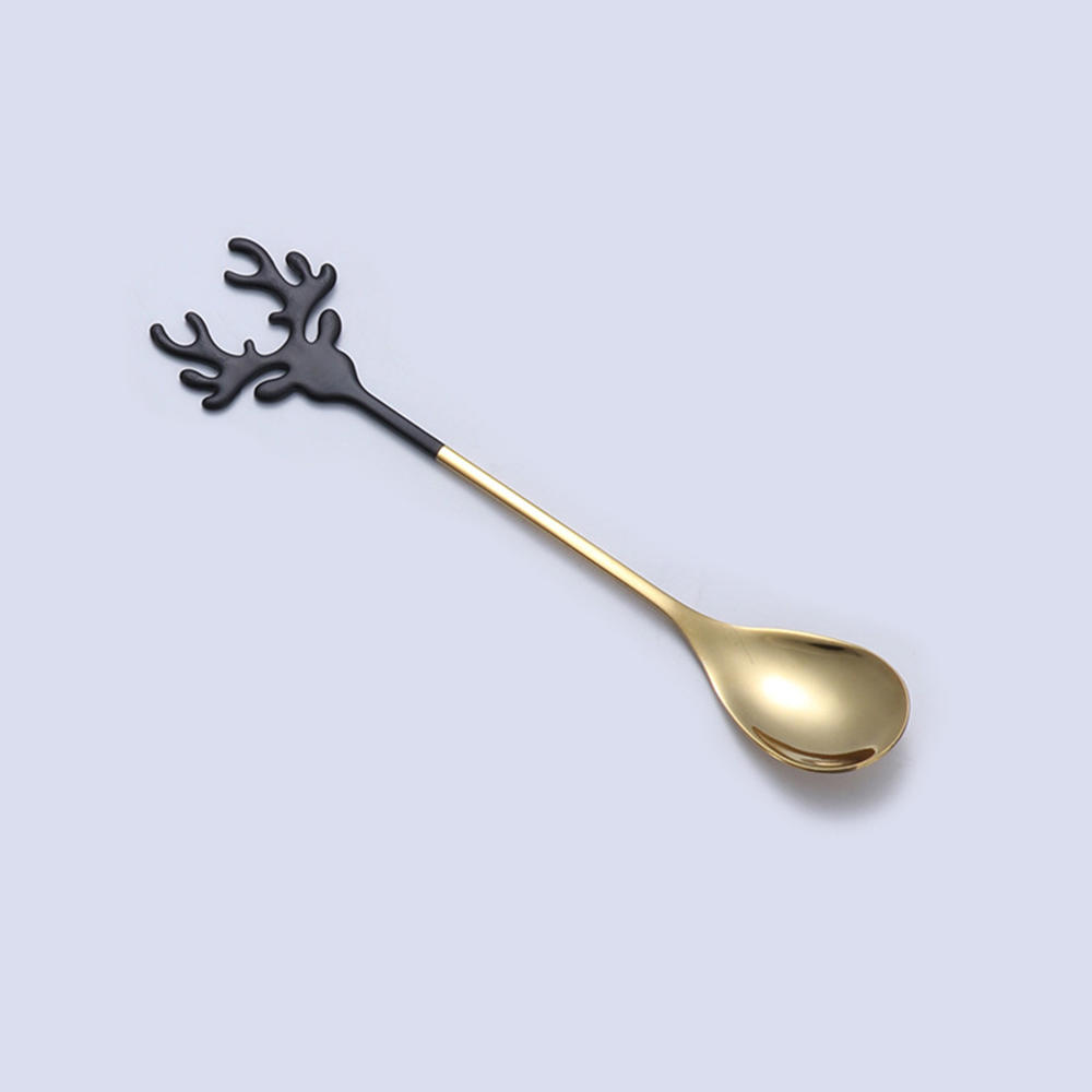 Stainless Steel Deer Head Shape Stirring Spoon Romantic Coffee Dessert Christmas Elk Exquisite Tableware