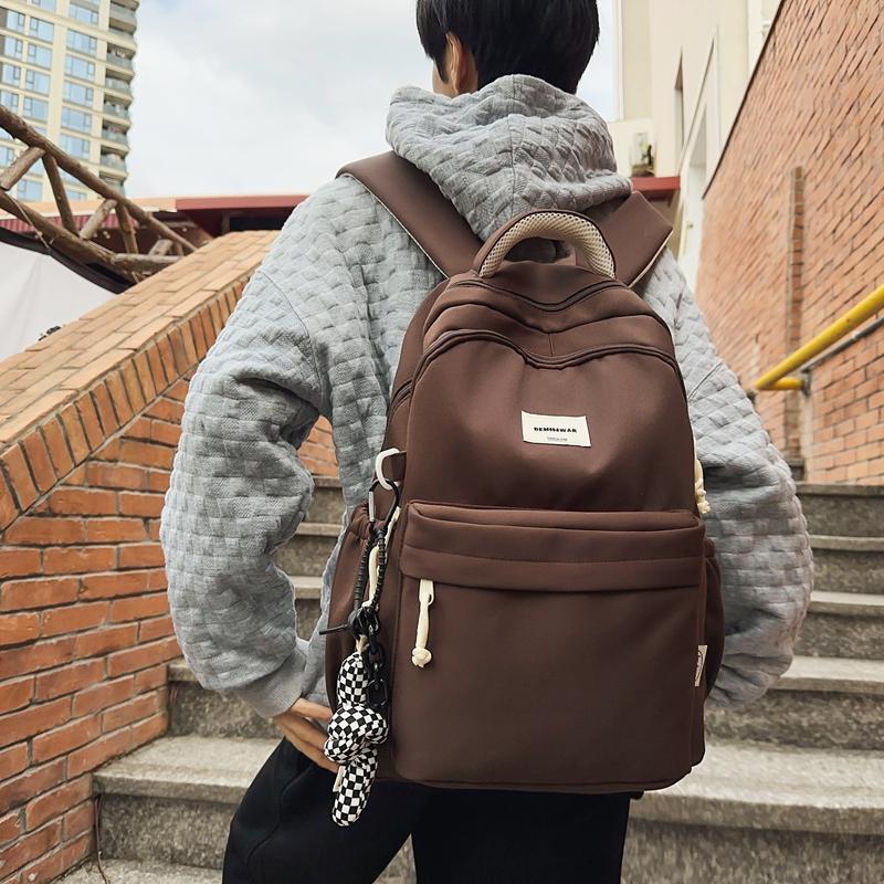 Women Large Capacity Backpack Student Schoolbag Men Solid Color Backpack
