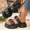 Damen Sandalen Schuhe mit dicker Sohle Dicksohlige höhenverlängernde Flip-Flops