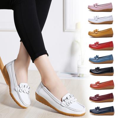 Women's Ladies PU Leather Shoes Work Casual Flats Slip On Loafers RED Driving Shoes BLACK