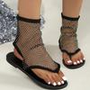 2024 Spring/Summer Women's Plus Size Rhinestone Mesh Toe-Post Sandals