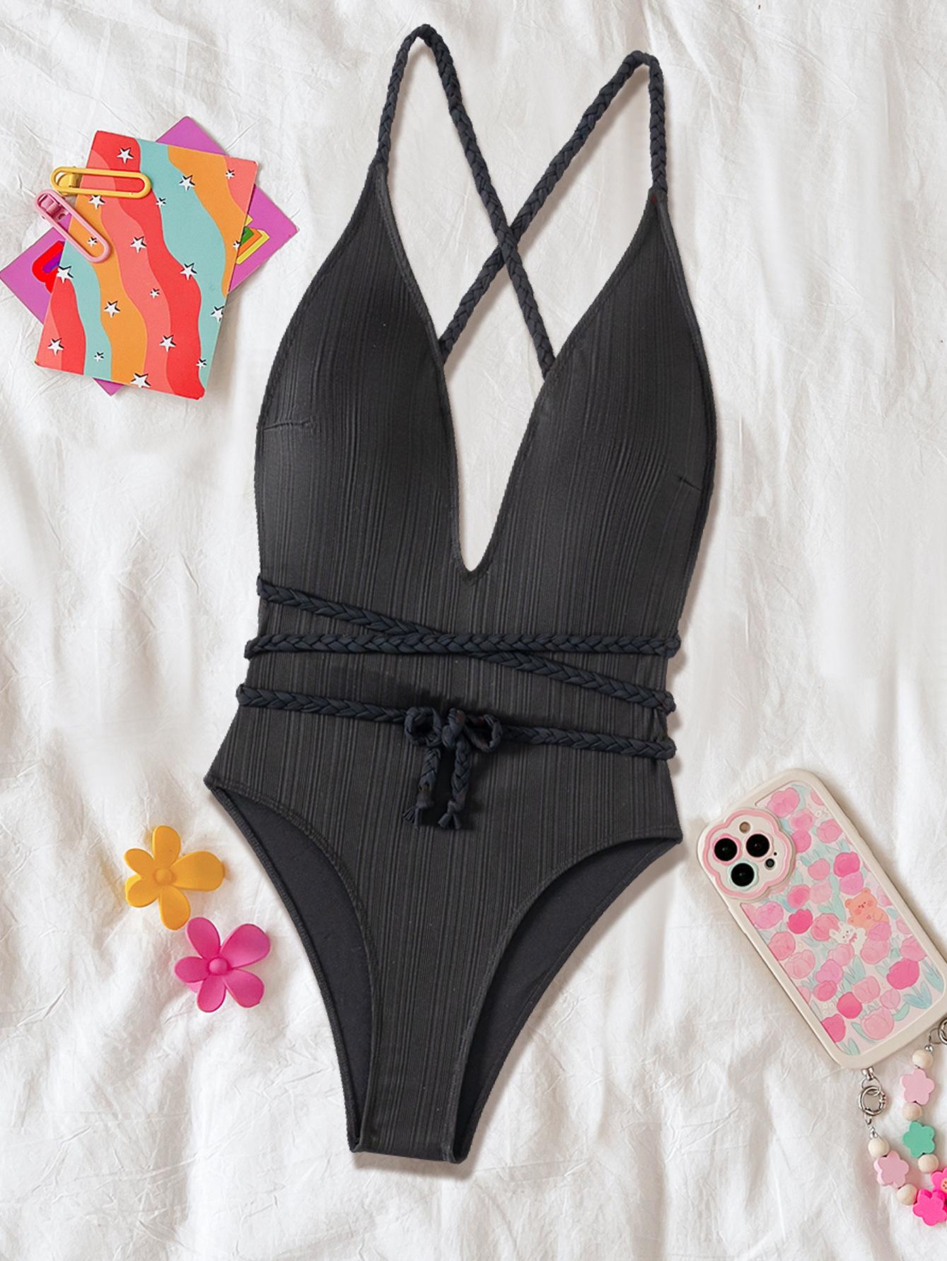 New, One-Piece Bikini Straps Deep V Backless Women S Sexy Beachwear Premium Swimsuit Swimsuit S