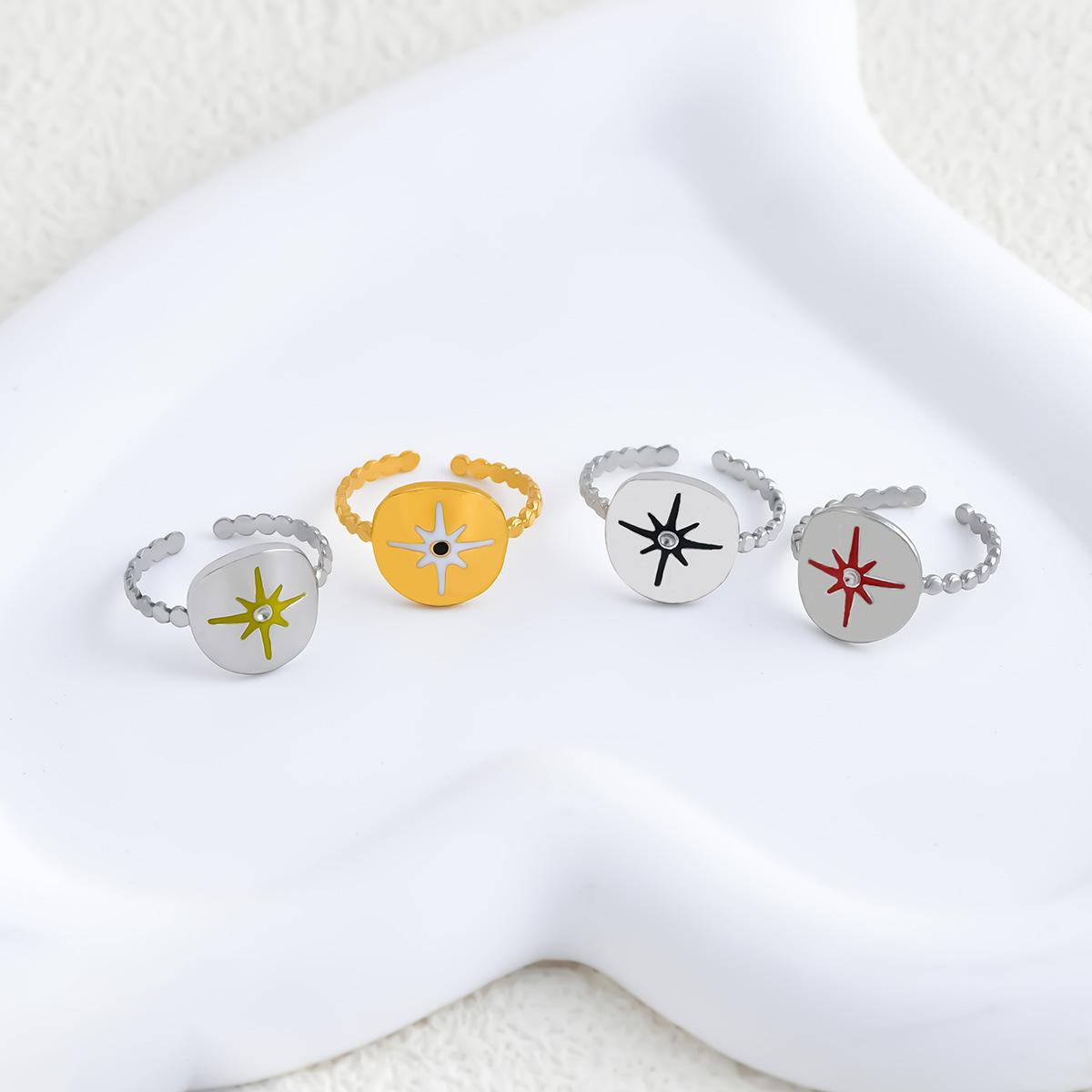 Новое европейское и американское персональное универсальное кольцо из нержавеющей стали, золотое, с открытой звездой и жемчугом One size fits all