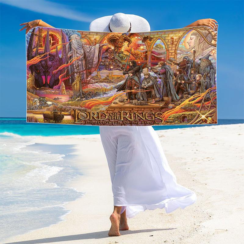 Lord Rings Print Beach Towel, Large Soft Quick Dry Towel for Beach Camping Swimming