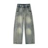 Spring Summer Luxury Rhinestone Craft Bamboo Texture Relaxed Saber Cut Fashion Casual Denim Long Pants Female Casual Pants Oversize Denim Trousers