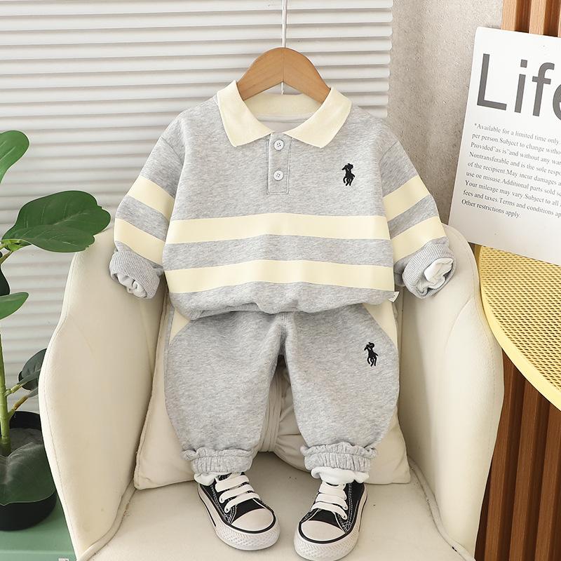 Kinderbekleidung Kinder-Hoodie-Set Herbst Casual Poloshirt Bestickt Jungen Herbst-Hoodie Zweiteiliges Set
