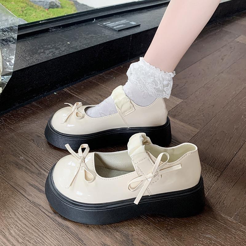 

Fashion Women Mary Jane Shoes Spring New Style Retro British Style Thick Bottom Loafers Japanese Style Single Flat Shoes Sapato Feminino 40