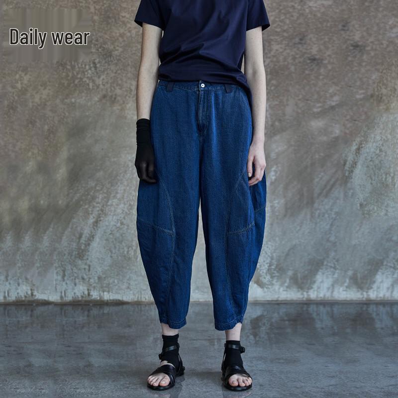 Rizhuo Women s Loose Fit Harem Tencel Denim Pants L джинсовый синий